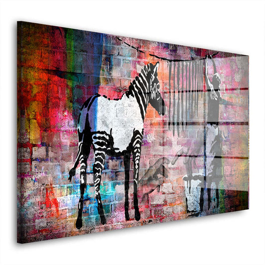 Street Art Zebra Colour Edition Acrylglasbild Wandbild Wanddeko Wohnzimmer XL