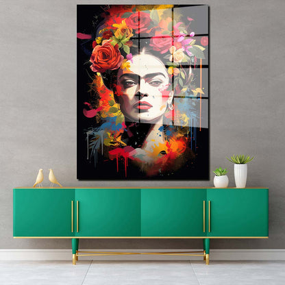 Wunderschöne Frida Pop Art Style Acrylglasbild Wandbild Wanddeko Wohnzimmer XL