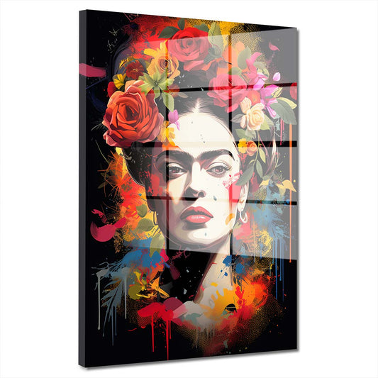 Wunderschöne Frida Pop Art Style Acrylglasbild Wandbild Wanddeko Wohnzimmer XL