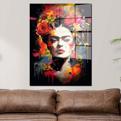 Wunderschöne Frida Pop Art Style Acrylglasbild Wandbild Wanddeko Wohnzimmer XL