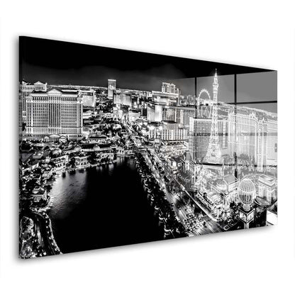 Las Vegas USA schwarz-weiß Acrylglasbild Wandbild Bild Wanddeko Wohnzimmer XL