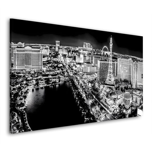 Las Vegas Nevada, schwarz weiß Leinwandbild Wandbild Kunstdruck XL Wanddeko