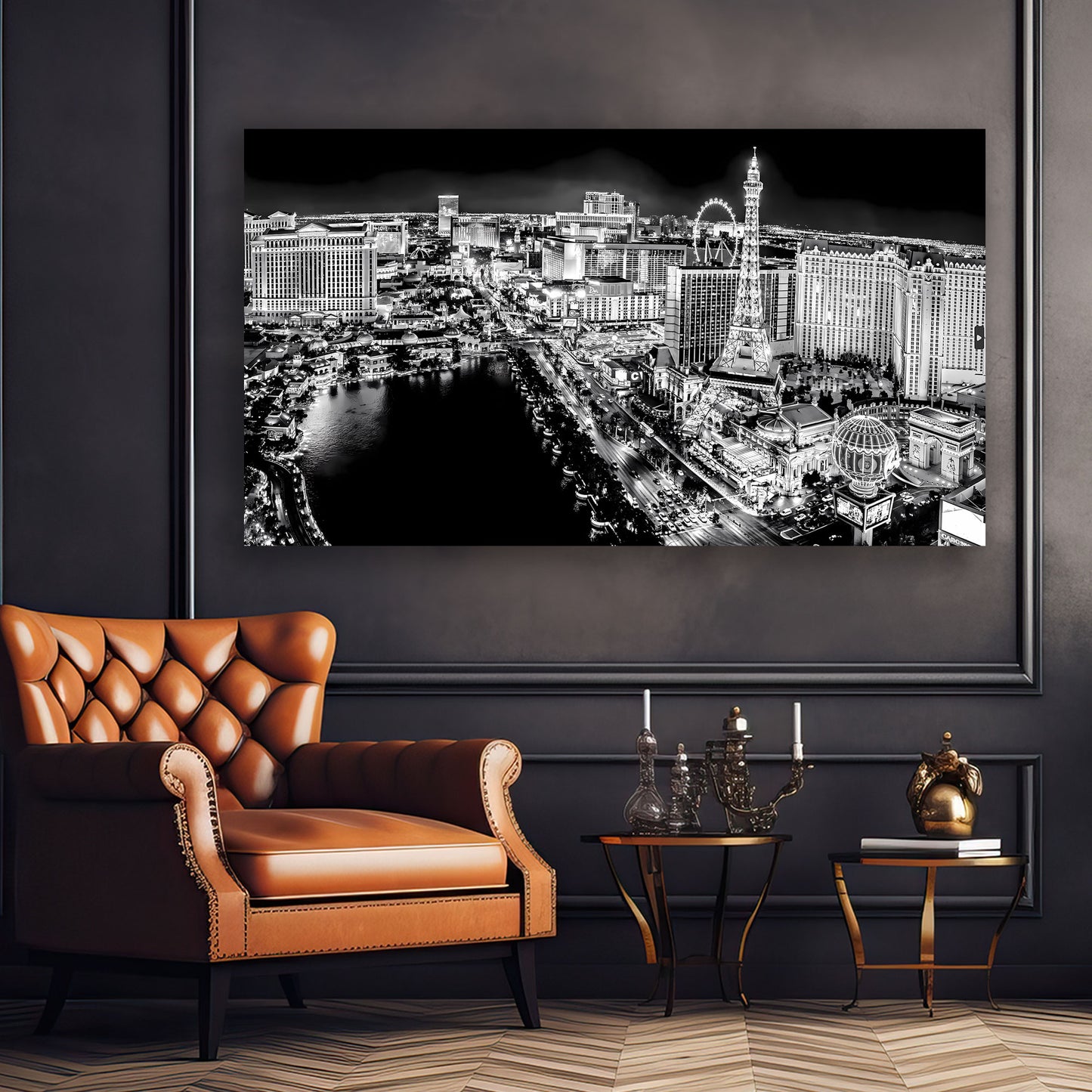 Las Vegas Nevada, schwarz weiß Leinwandbild Wandbild Kunstdruck XL Wanddeko