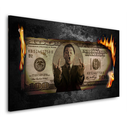 Burning Dollar, Filmstar Leinwandbild Wandbild Kunstdruck XL Wanddeko