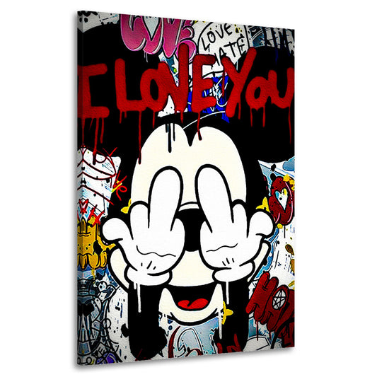 Comic Mouse I Love You Pop Art Leinwandbild Wandbild Kunstdruck XL Wanddeko