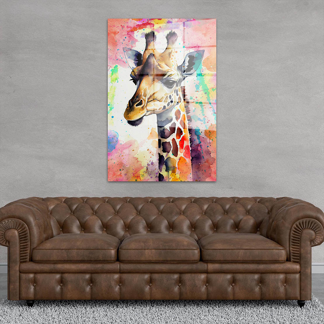 Giraffe Abstract Colour Acrylglasbild Wandbild Bild Wanddeko Wohnzimmer XL