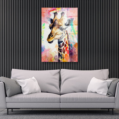 Giraffe Abstract Colour Acrylglasbild Wandbild Bild Wanddeko Wohnzimmer XL