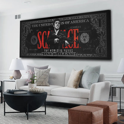 Motivation Dollar Zitat, Legend Leinwandbild Wandbild Kunstdruck XL Wanddeko
