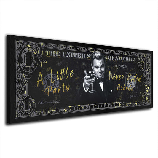 Motivation Dollar Zitat, Little Party Leinwandbild Wandbild Kunstdruck XL Wanddeko