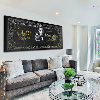 Motivation Dollar Zitat, Little Party Leinwandbild Wandbild Kunstdruck XL Wanddeko