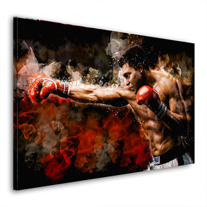 Motivation Boxer Sport Abstract Style Wandbild Leinwandbild Kunstdruck XL Wanddeko