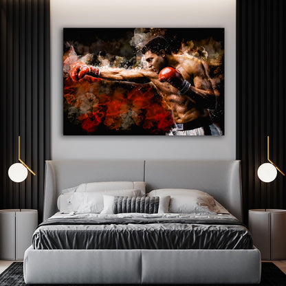 Motivation Boxer Sport Abstract Style Wandbild Leinwandbild Kunstdruck XL Wanddeko