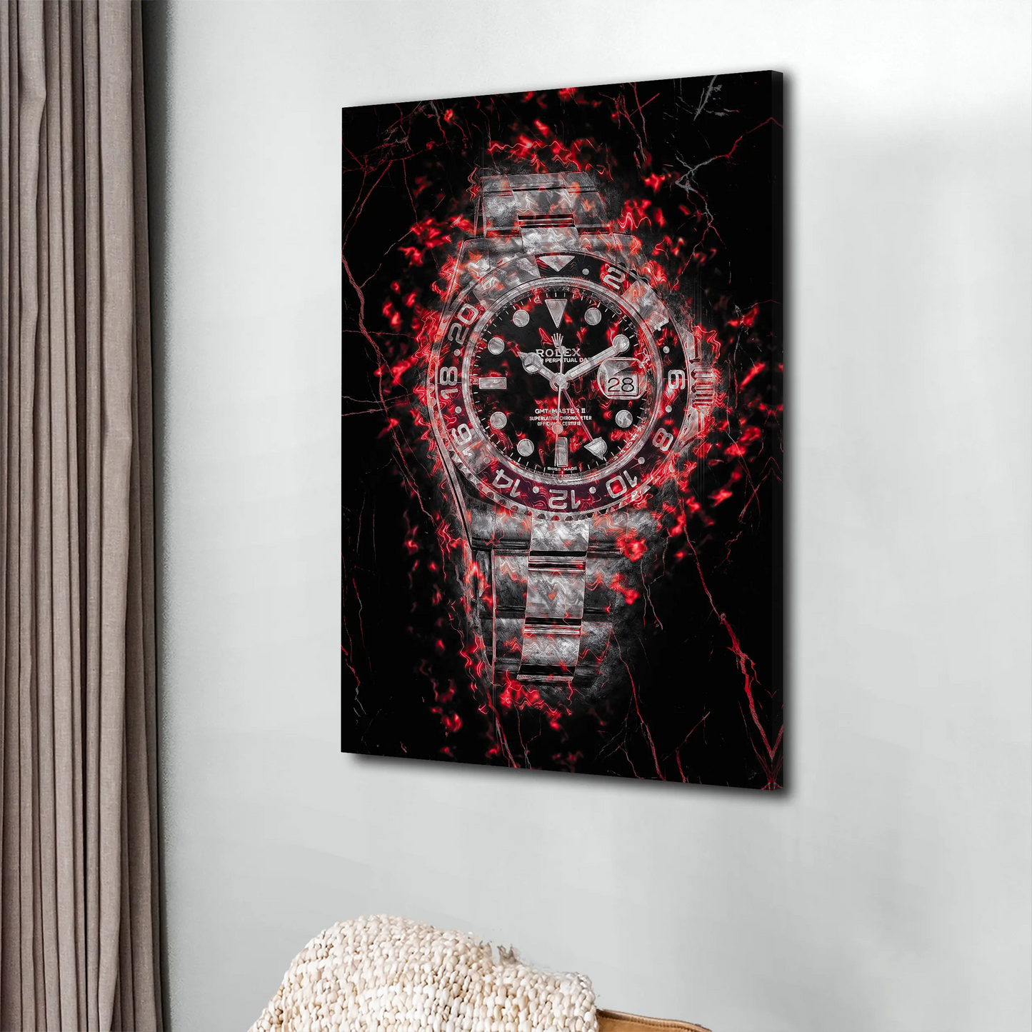 Motivation Uhr Red Style Luxus Wandbild Leinwandbild Kunstdruck XL Wanddeko