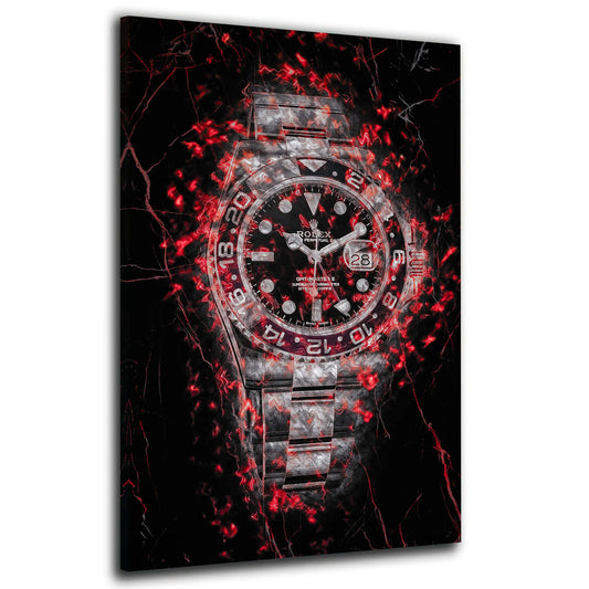 Motivation Uhr Red Style Luxus Wandbild Leinwandbild Kunstdruck XL Wanddeko