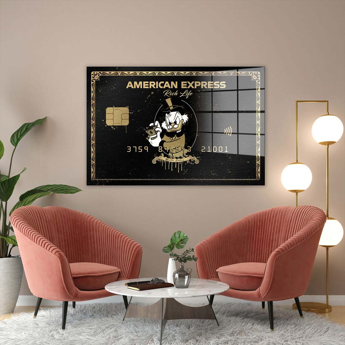 Dagobert Kreditkarte Rich Life Acrylglasbild Wandbild Bild Wanddeko Wohnzimmer XL