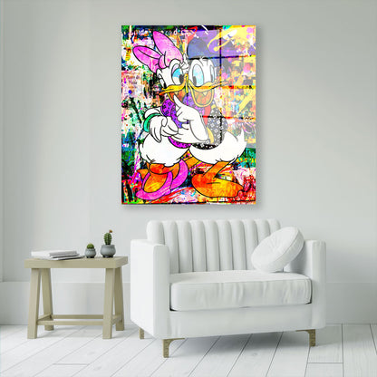 Pop Art Duck Loving Forever Comic Acrylglasbild Wandbild Bild Wanddeko Wohnzimmer XL
