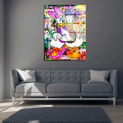 Pop Art Duck Loving Forever Comic Acrylglasbild Wandbild Bild Wanddeko Wohnzimmer XL