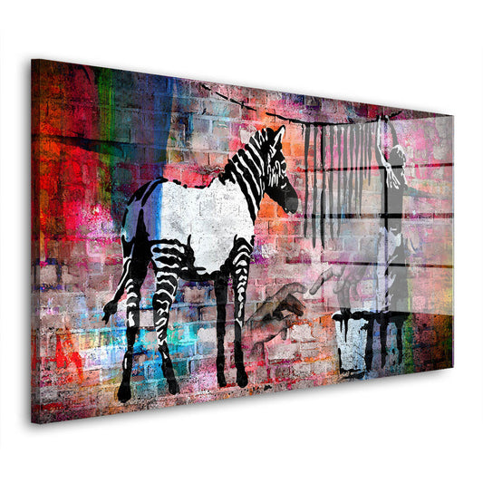 Street Art Zebra Colour Style Acrylglasbild Wandbild Bild Wanddeko Wohnzimmer XL