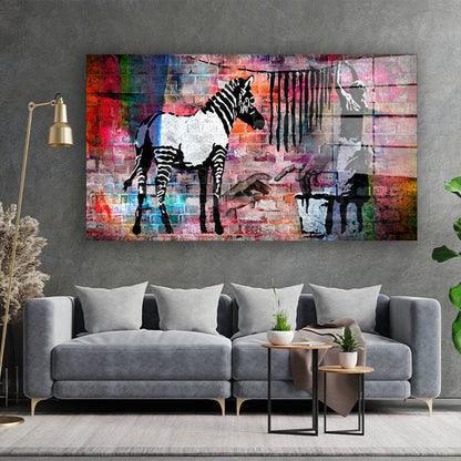 Street Art Zebra Colour Style Acrylglasbild Wandbild Bild Wanddeko Wohnzimmer XL