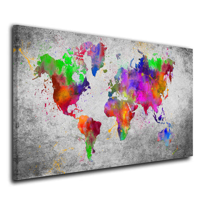 Weltkarte Pop Art Abstract Colour Leinwandbild Wandbild Kunstdruck XL Wanddeko