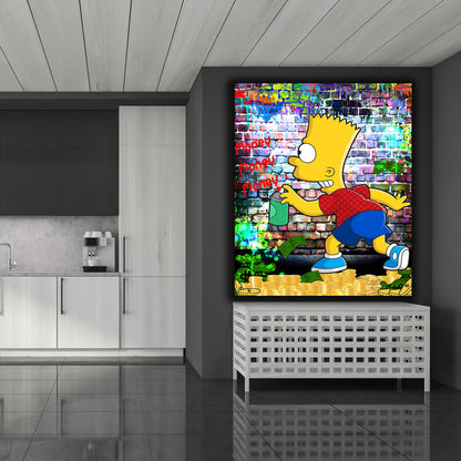 Pop Art Money Zeichentrick Leinwandbild Wandbild Kunstdruck XL Wanddeko