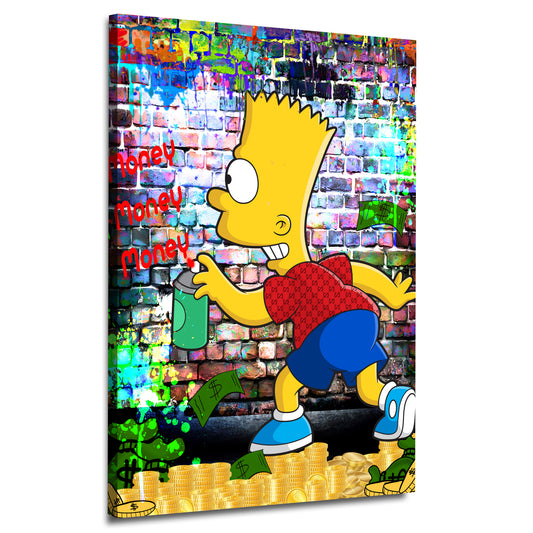 Pop Art Money Zeichentrick Leinwandbild Wandbild Kunstdruck XL Wanddeko