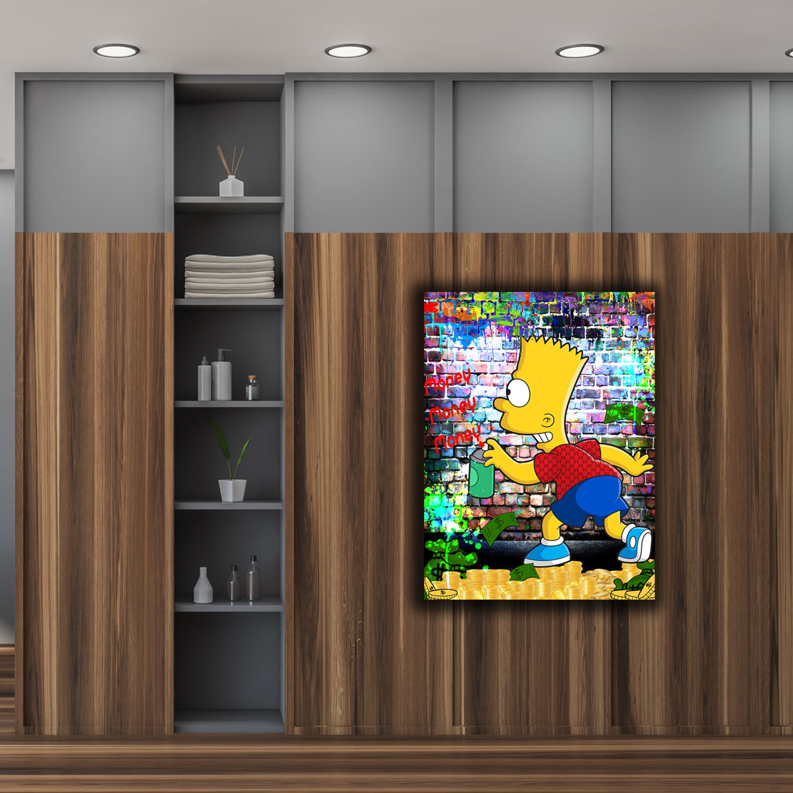 Pop Art Money Zeichentrick Leinwandbild Wandbild Kunstdruck XL Wanddeko