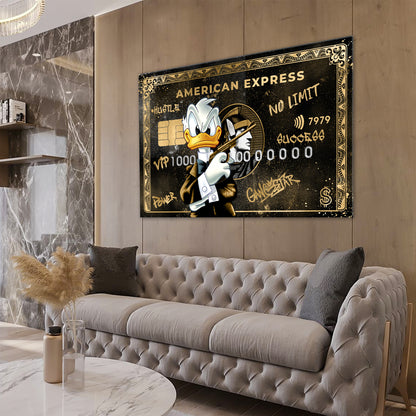 Duck Gangster Style Karte Pop Art Wandbild Leinwandbild Kunstdruck XL Wanddeko