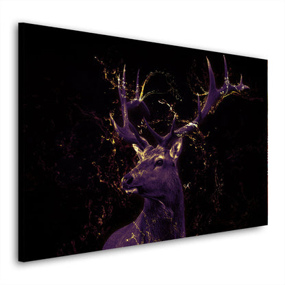 Abstrakt Hirsch Gold Edition Leinwandbild Wandbild Kunstdruck XL Wanddeko