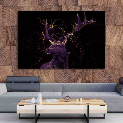 Abstrakt Hirsch Gold Edition Leinwandbild Wandbild Kunstdruck XL Wanddeko