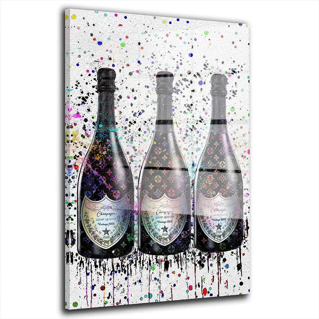 Champagner Lifestyle Pop Art Flasche Acrylglasbild Wandbild Bild Wanddeko XL