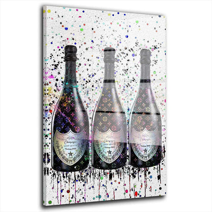 Champagner Lifestyle Pop Art Flasche Acrylglasbild Wandbild Bild Wanddeko XL