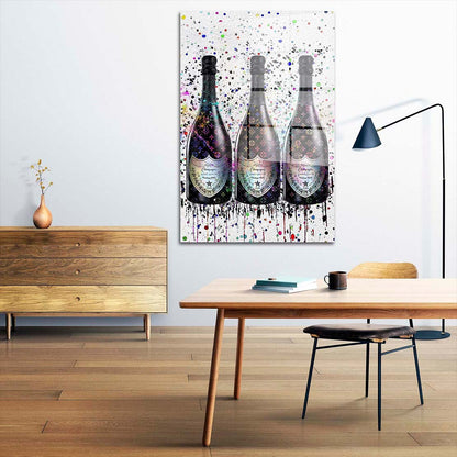 Champagner Lifestyle Pop Art Flasche Acrylglasbild Wandbild Bild Wanddeko XL