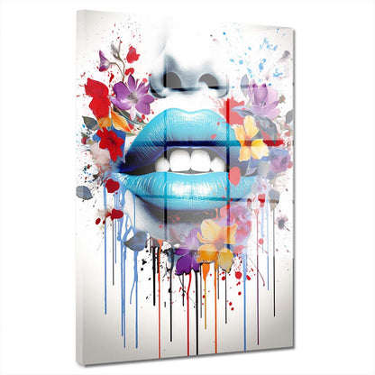 Lippen Abstract Flower Pop Art Acrylglasbild Wandbild Wanddeko Wohnzimmer XL