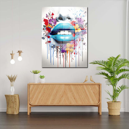 Lippen Abstract Flower Pop Art Acrylglasbild Wandbild Wanddeko Wohnzimmer XL