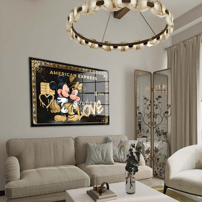 Kunstwerk Comic Karte Maus Love Acrylglasbild Wandbild Wanddeko Wohnzimmer XL
