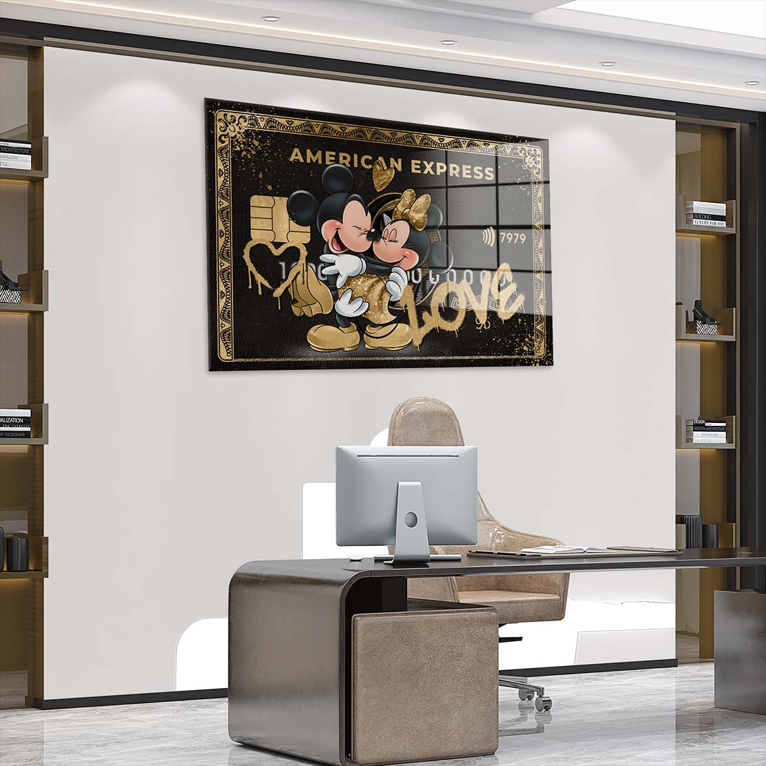 Kunstwerk Comic Karte Maus Love Acrylglasbild Wandbild Wanddeko Wohnzimmer XL