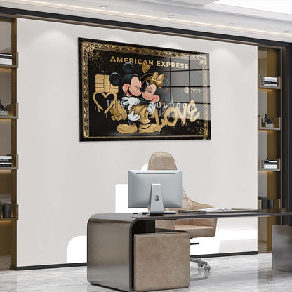 Kunstwerk Comic Karte Maus Love Acrylglasbild Wandbild Wanddeko Wohnzimmer XL