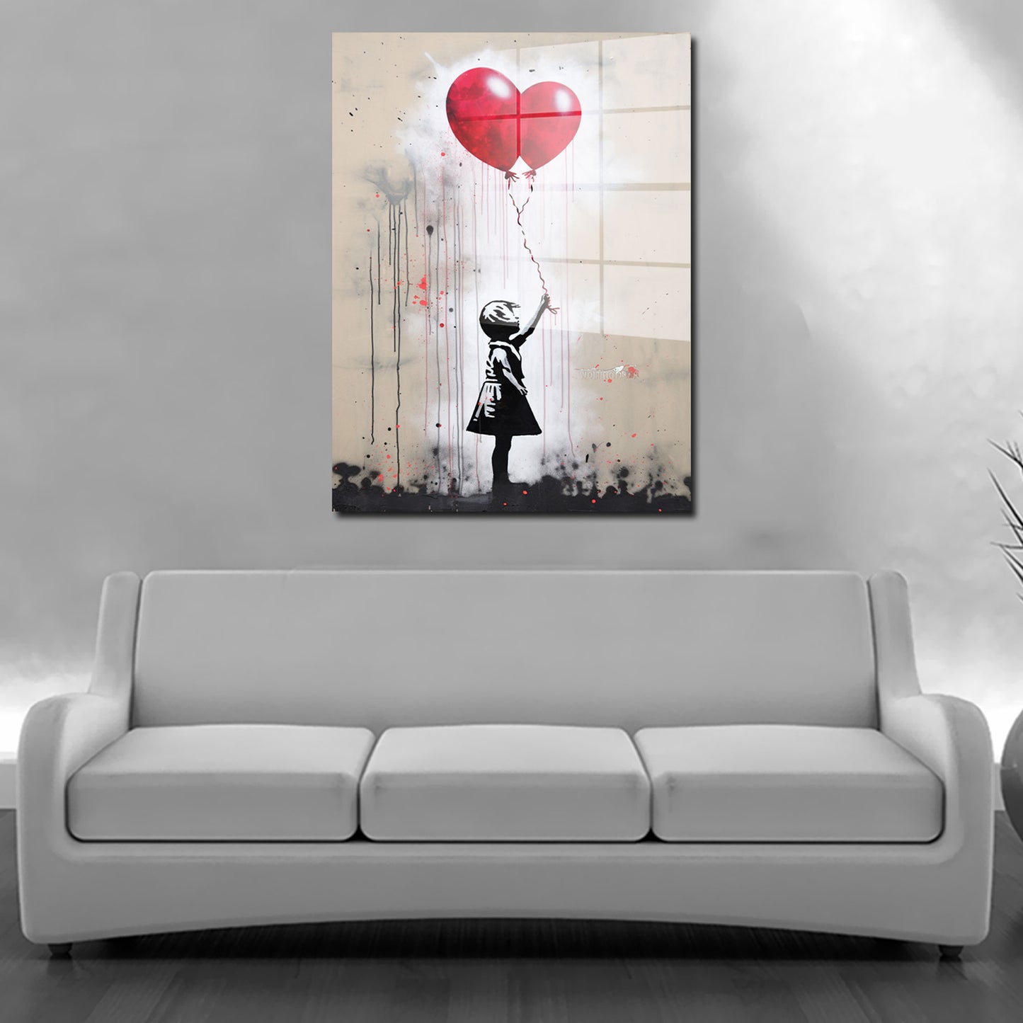 Mädchen mit rotem Ballon Street Art Acrylglasbild Wandbild Bild Wanddeko Wohnzimmer XL