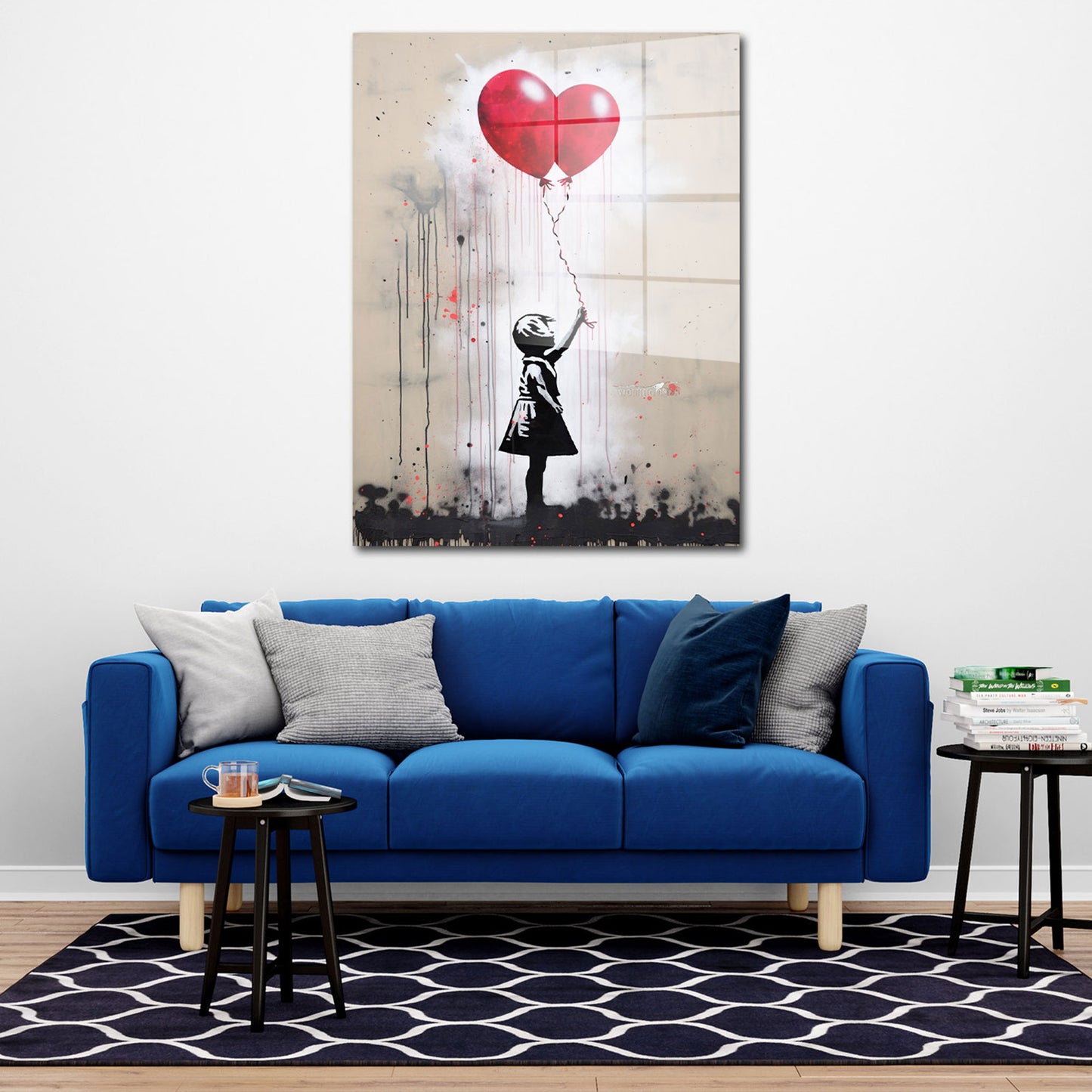 Mädchen mit rotem Ballon Street Art Acrylglasbild Wandbild Bild Wanddeko Wohnzimmer XL