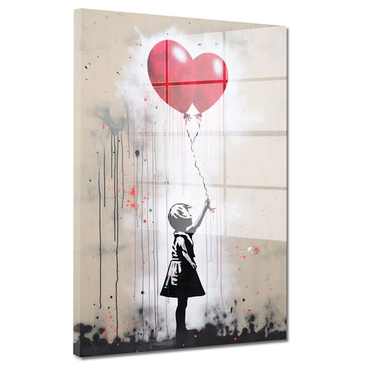 Mädchen mit rotem Ballon Street Art Acrylglasbild Wandbild Bild Wanddeko Wohnzimmer XL