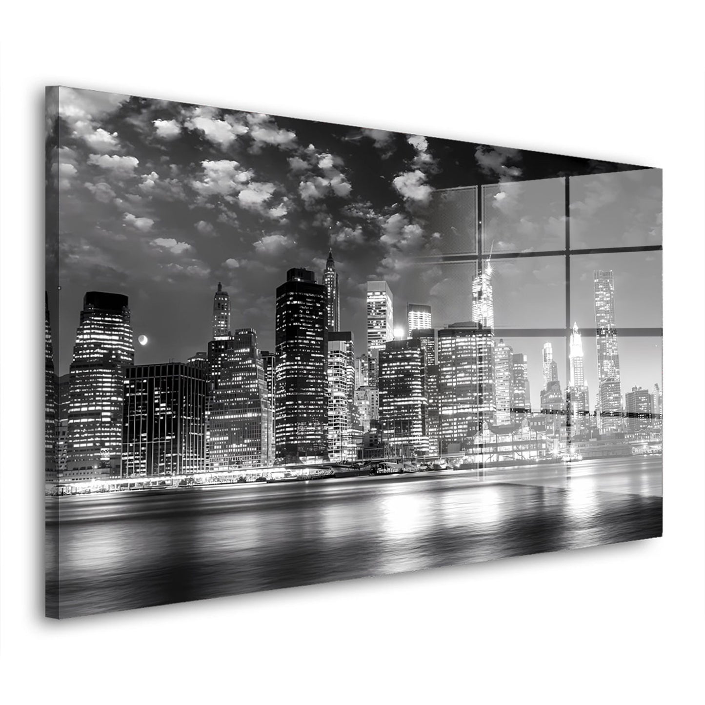 Manhattan NY Skyline Night Style Acrylglasbild Wandbild Bild Wanddeko Wohnzimmer XL