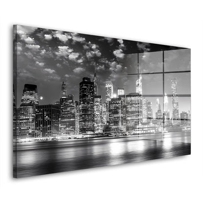 Manhattan NY Skyline Night Style Acrylglasbild Wandbild Bild Wanddeko Wohnzimmer XL