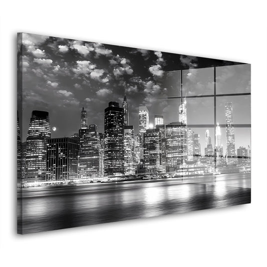 Manhattan NY Skyline Night Style Acrylglasbild Wandbild Bild Wanddeko Wohnzimmer XL