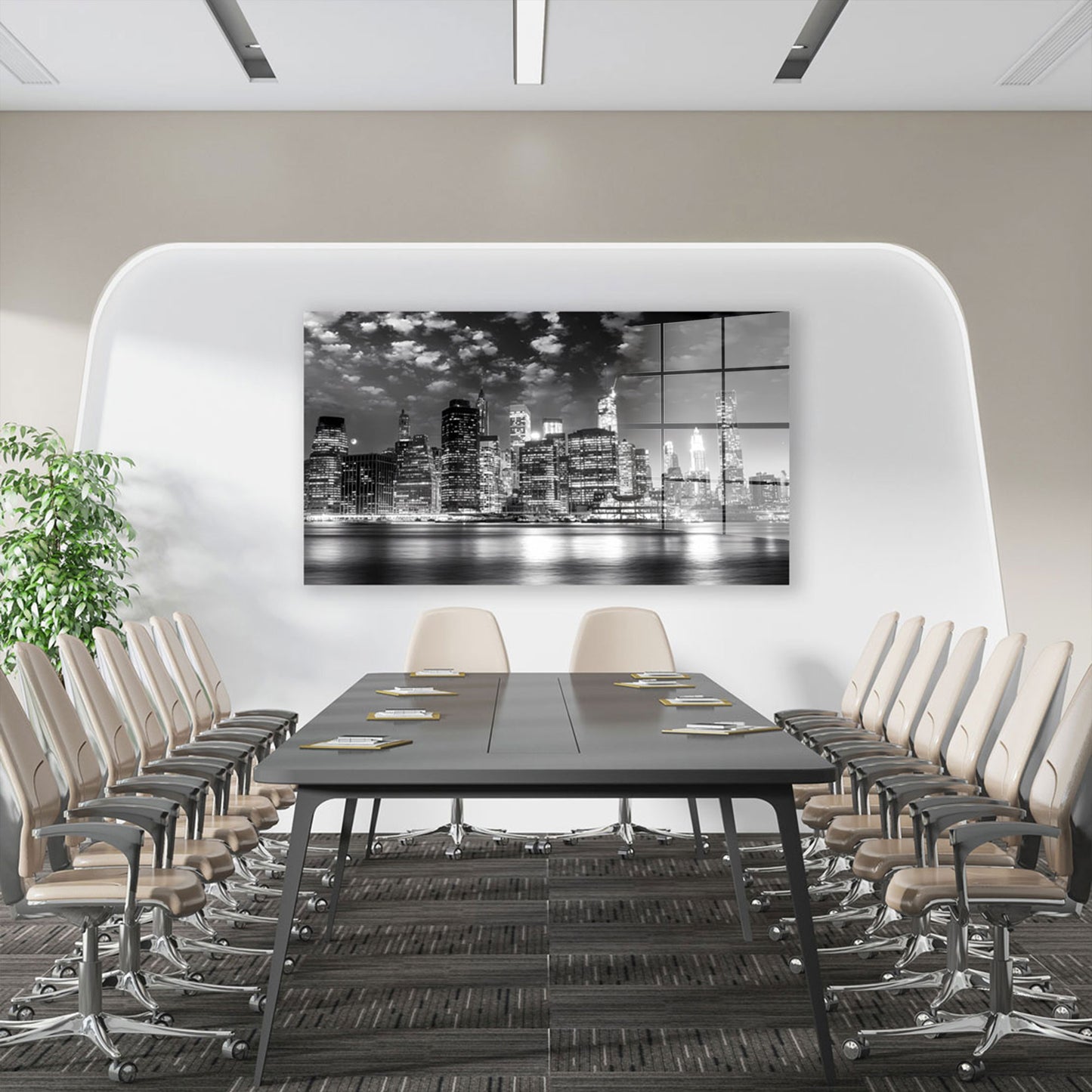 Manhattan NY Skyline Night Style Acrylglasbild Wandbild Bild Wanddeko Wohnzimmer XL