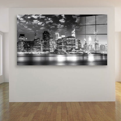 Manhattan NY Skyline Night Style Acrylglasbild Wandbild Bild Wanddeko Wohnzimmer XL