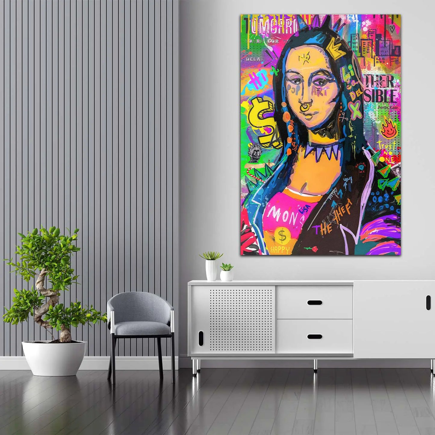 Pop Art Mona Lisa Street Art Style Wandbild Leinwandbild Kunstdruck XL Wanddeko