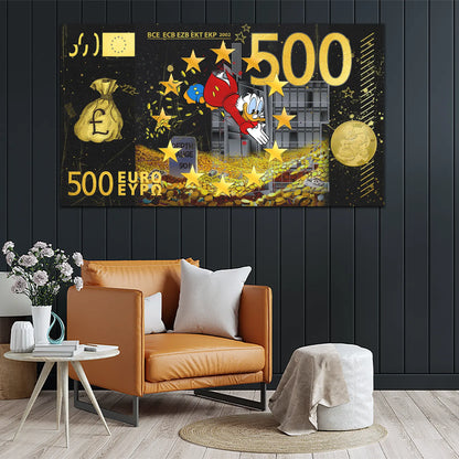 Duck Pop Art Geldschein Comic Leinwandbild Wandbild Kunstdruck XL Wanddeko
