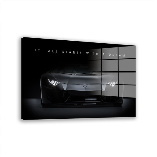 Motivation Auto Sportwagen Zitat Acrylglasbild Wandbild Bild Wanddeko Wohnzimmer XL