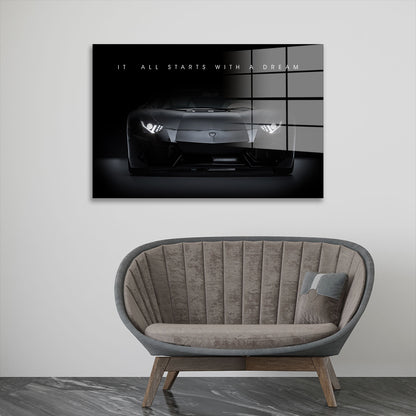Motivation Auto Sportwagen Zitat Acrylglasbild Wandbild Bild Wanddeko Wohnzimmer XL